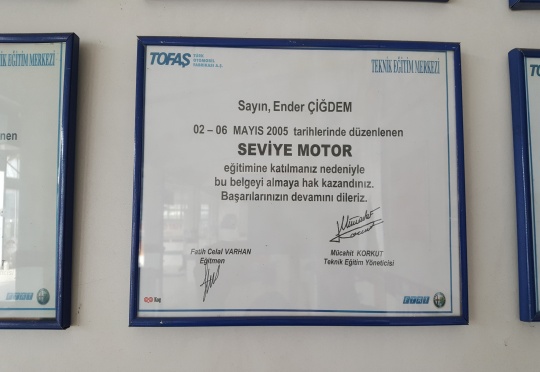 Isparta Fiat Özel Servisi Belgelerimiz